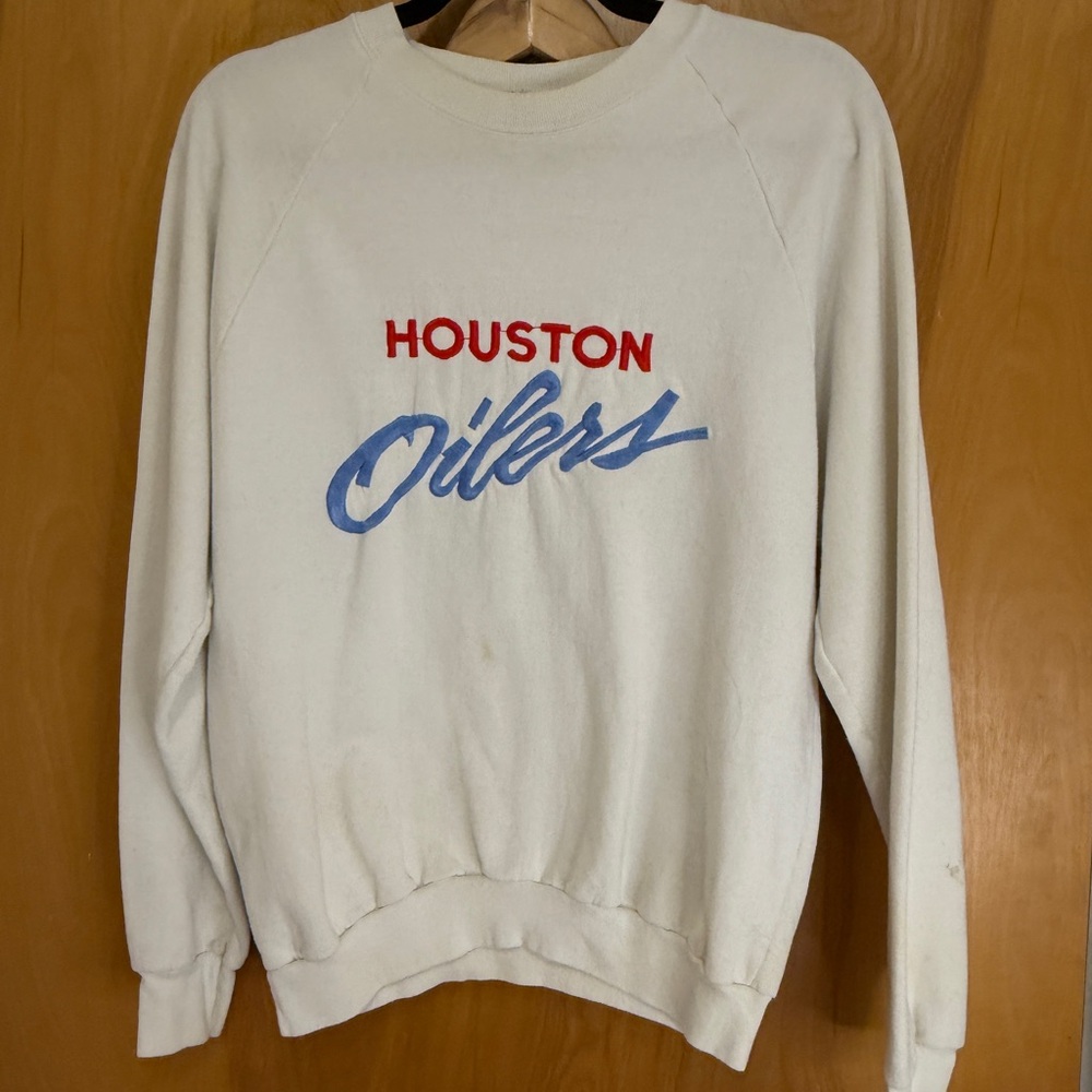 Vintage Houston Oilers Sweatershirt with Red and Blue Design
